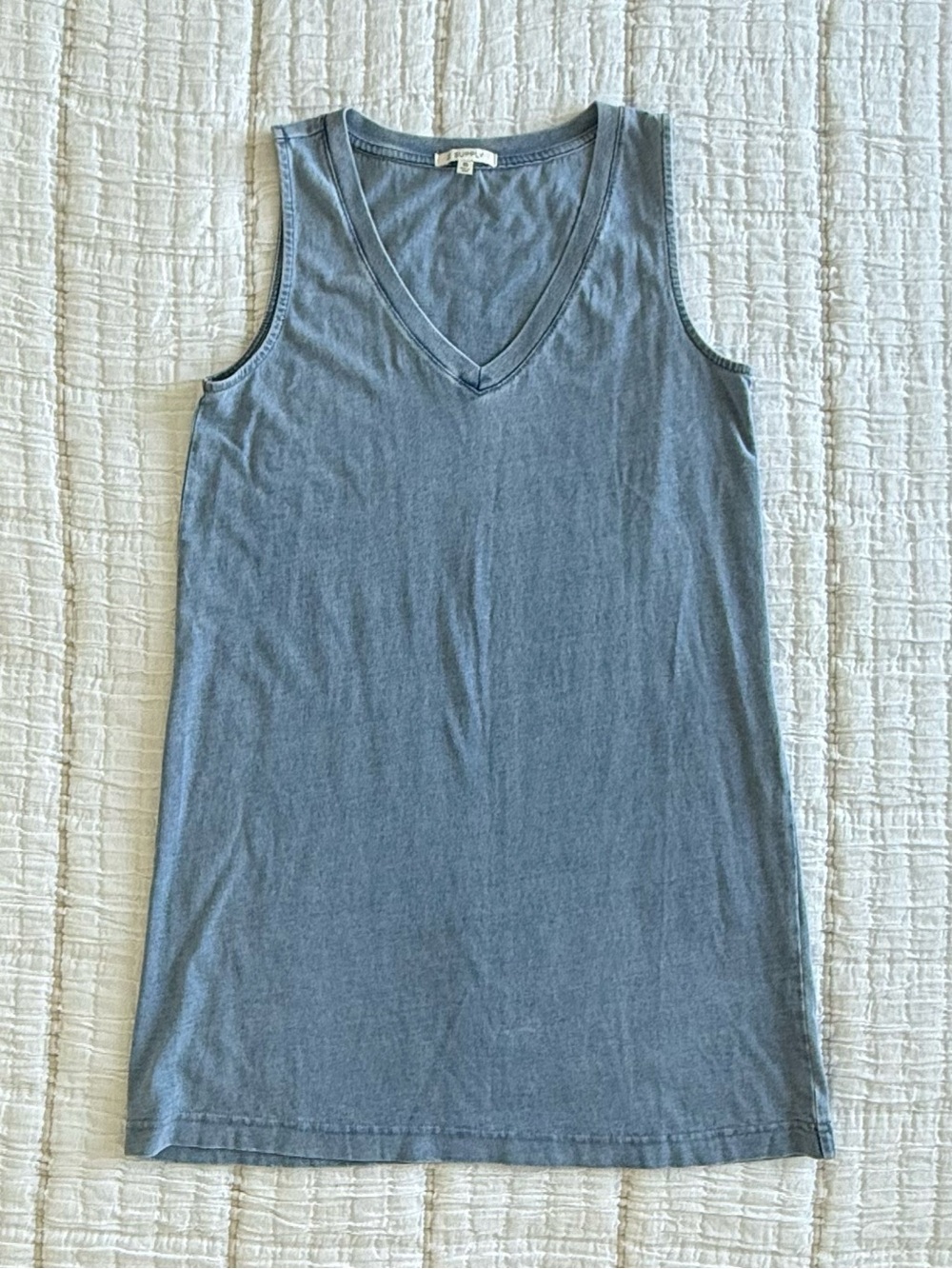 Z Supply Sloane V-Neck Jersey Denim Mini Dress - Picture 7 of 12
